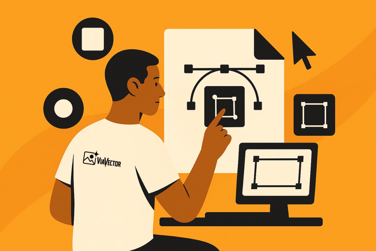 A person is modifying an image, portraying the task of vectorizing images